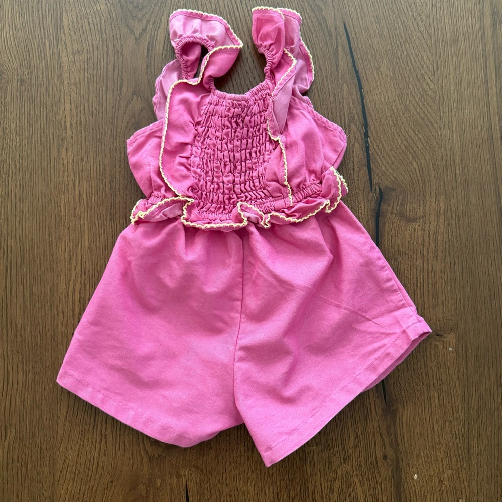 Vince Camuto Pink Ruffled baby Girl Romper, Size 12M